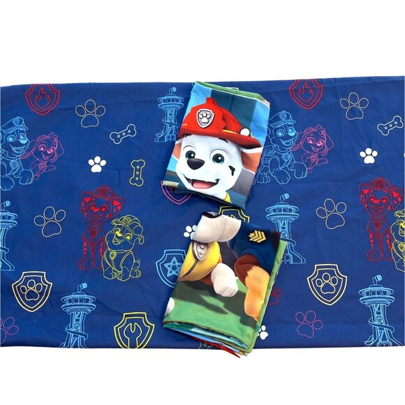 Kid 3 Piece Set Paw Patrol Nickelodeon Blue Twin Flat Sheet Pillowcases Bedding - Picture 4 of 12